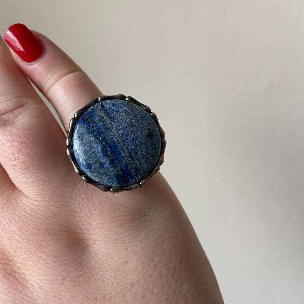 Sterling silver ring with genuine gemstone, size 7.5 US